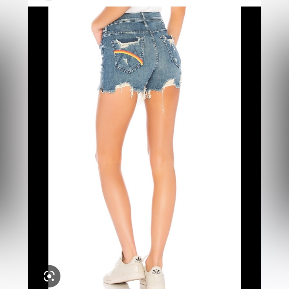 🍄Mother High Waisted Rascal Slit Chew Rainbow Short